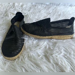 Prism London Black Leather Rope Espadrille Loafers Shoes Size EU 39 US 8